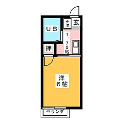 シティハイムひょうたん山 1Kの間取図画像