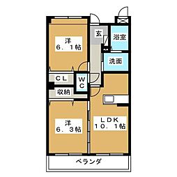 フォレスタヴェルデ 2LDKの間取図画像