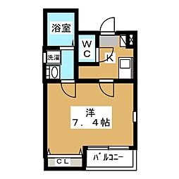 クレフラスト喜多山駅前B棟 1Kの間取図画像