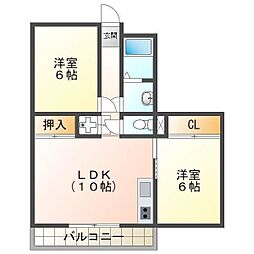 ルビーハイツ大森2 2LDKの間取図画像