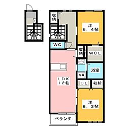 フィカーサ守山 2LDKの間取図画像