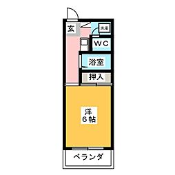大島マンション廿軒家 1Kの間取図画像