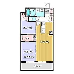 レジデンスグリシナ 2LDKの間取図画像