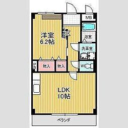 アバンス 1階1LDKの間取り