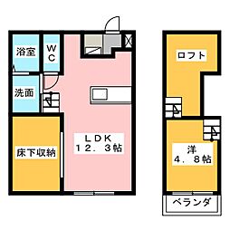 トーマスV 2階1LDKの間取り
