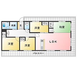 ラビデンス伝治山 3LDKの間取図画像