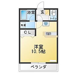 太鼓田OZAWA ワンルームの間取図画像
