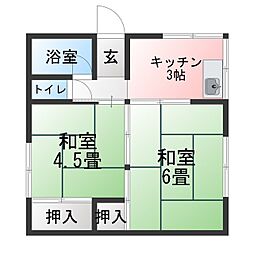 瀬尾アパート 2DKの間取図画像