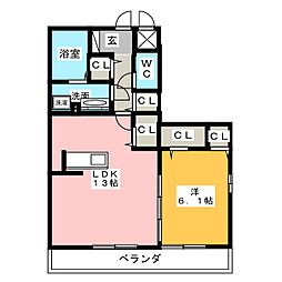 フローリッシュ 1LDKの間取図画像