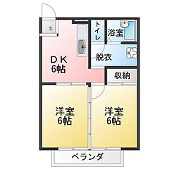 アニマート1 2DKの間取図画像