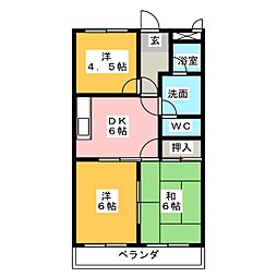ユーキパレス緑 3DKの間取図画像