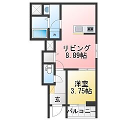 リーブルファイン鳴尾 1LDKの間取図画像