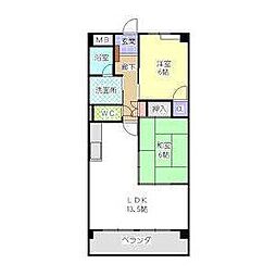 サウスヒルズ大清水 2LDKの間取図画像