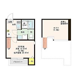 グランメゾン鳴海 1Kの間取図画像