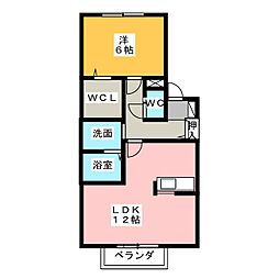 Gflat鳴海 1LDKの間取図画像