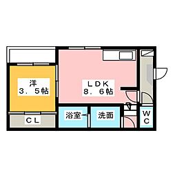 ハーモニーテラス鳴海町3 1LDKの間取図画像
