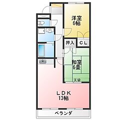 ハウスパンドビュー 2LDKの間取図画像