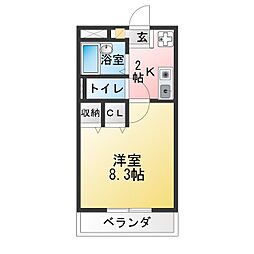 ジュネスK 1Kの間取図画像