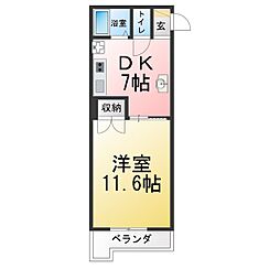 グラニット鳴海 1DKの間取図画像