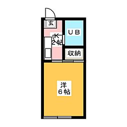 ポートハウス丸山 1階1Kの間取り