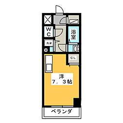 ベレーサ築地口ステーションタワー 4階ワンルームの間取り