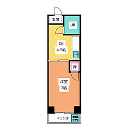 鬼頭第2土古ビル 1DKの間取図画像