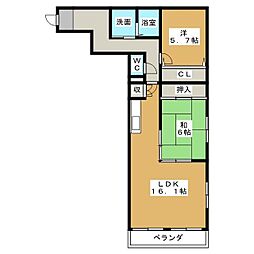 シティーガーデン小碓 2LDKの間取図画像