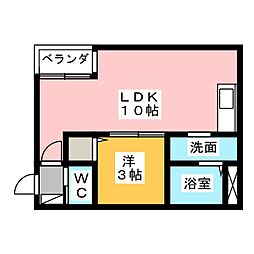 Warren juichiyaII 3階1LDKの間取り