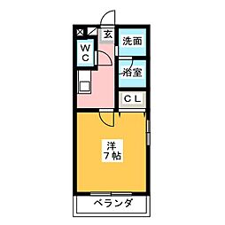 ポートタウンドルフィンII 3階1Kの間取り