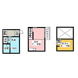 ヴィラ　アメリア 1階1Kの間取り