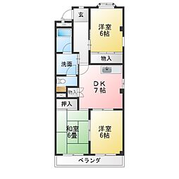 アネックス栄2 3DKの間取図画像