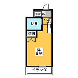 ラフィネ浜 6階ワンルームの間取り