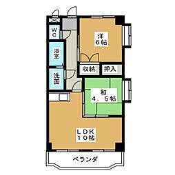 サンライズ入場 2LDKの間取図画像