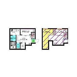 AX港楽 1階ワンルームの間取り