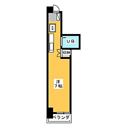エミール1ｓｔ 2階1Kの間取り