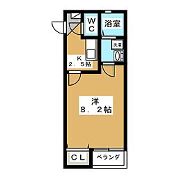 リブレア三番町 2階1Kの間取り