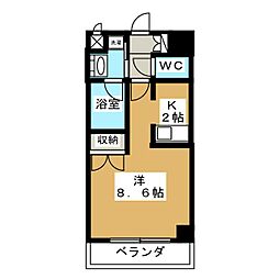 プリンセス　アイ 9階1Kの間取り