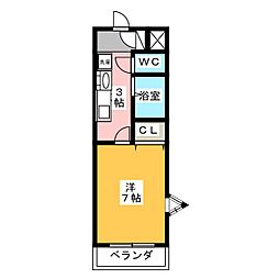 サニーコート2 1Kの間取図画像