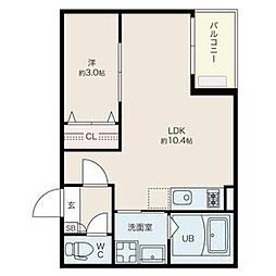 Jack osuI 1LDKの間取図画像