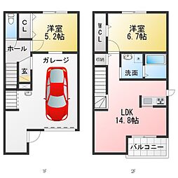 仮称 善進町4丁目連家轟 2LDKの間取図画像