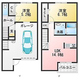 仮称 善進町4丁目連家轟 2LDKの間取図画像