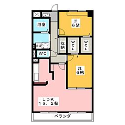 シャンドフルール 2LDKの間取図画像