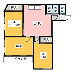 プリベール 3DKの間取図画像