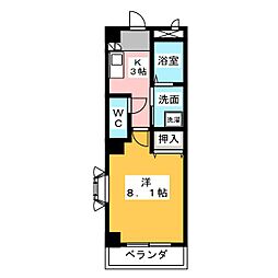 メゾンドソワ 1Kの間取図画像