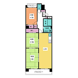 宝東海橋ハイツ 3LDKの間取図画像