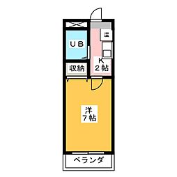 港陽ハイツ 1Kの間取図画像