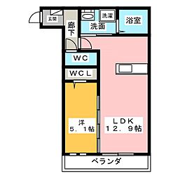 フェリース稲永前 1LDKの間取図画像