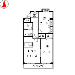 リアライズ稲永駅前 2LDKの間取図画像