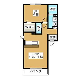 アンジュ 1LDKの間取図画像