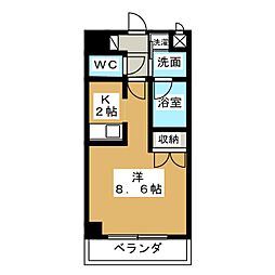 プリンセス・アイ 1Kの間取図画像